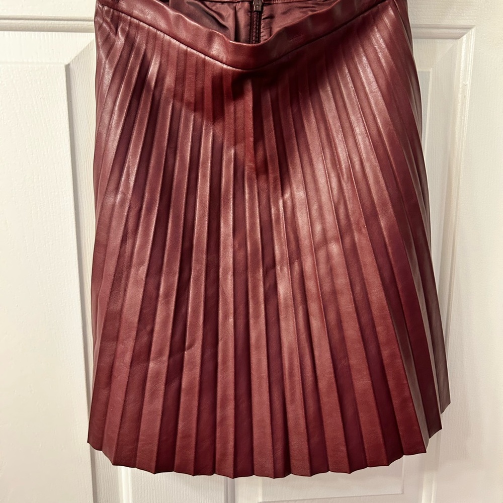 Elegant Burgundy Pleated Skirt - Picture 2 of 3